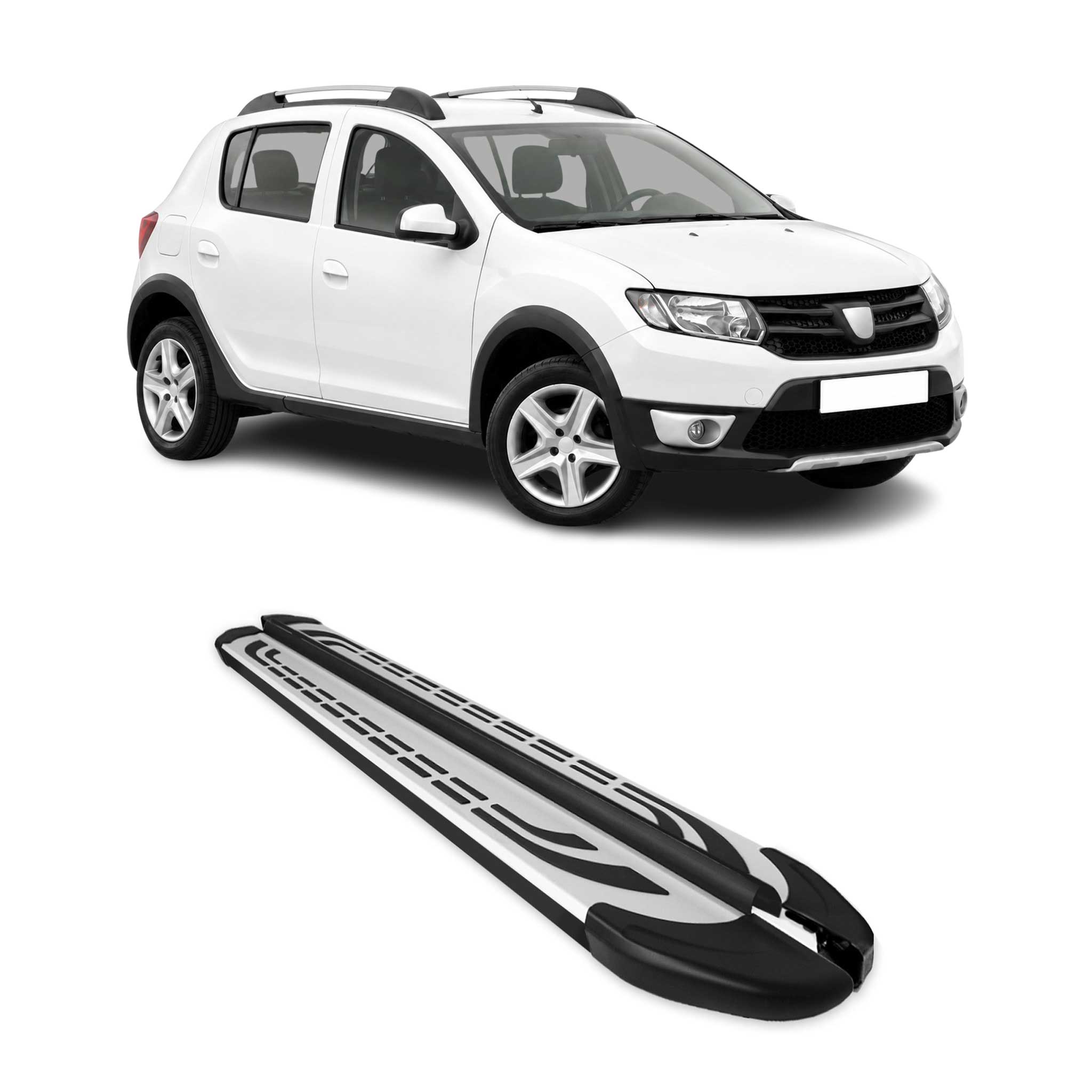 Trittbretter Seitenbretter für Dacia Sandero Stepway 2013-2020 Schwarz Aluminium