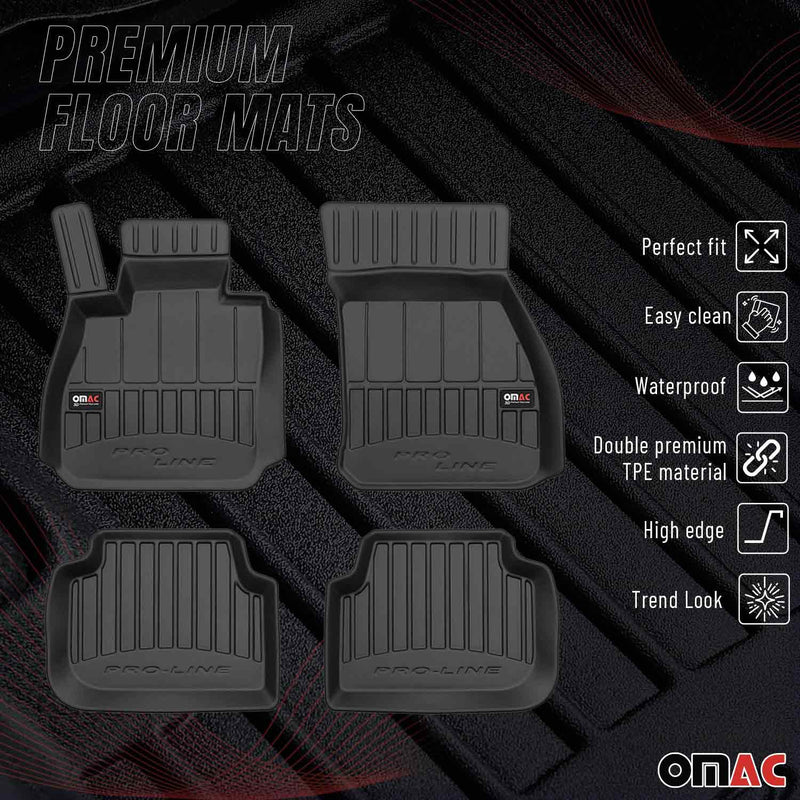 OMAC Gummi Fußmatten für Mini Clubman F54 2015-2024 Premium Gummi Schwarz 4tlg
