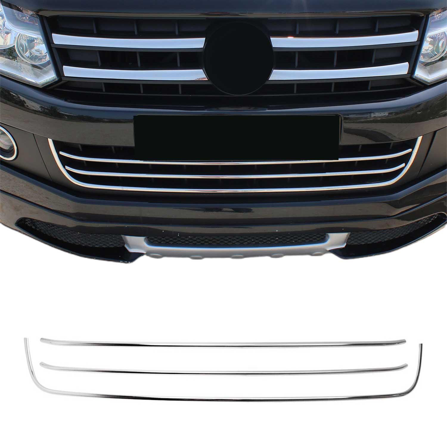 Kühlergrill Leisten Grillleisten für VW Amarok 2010-2016 Edelstahl Chrom 3tlg