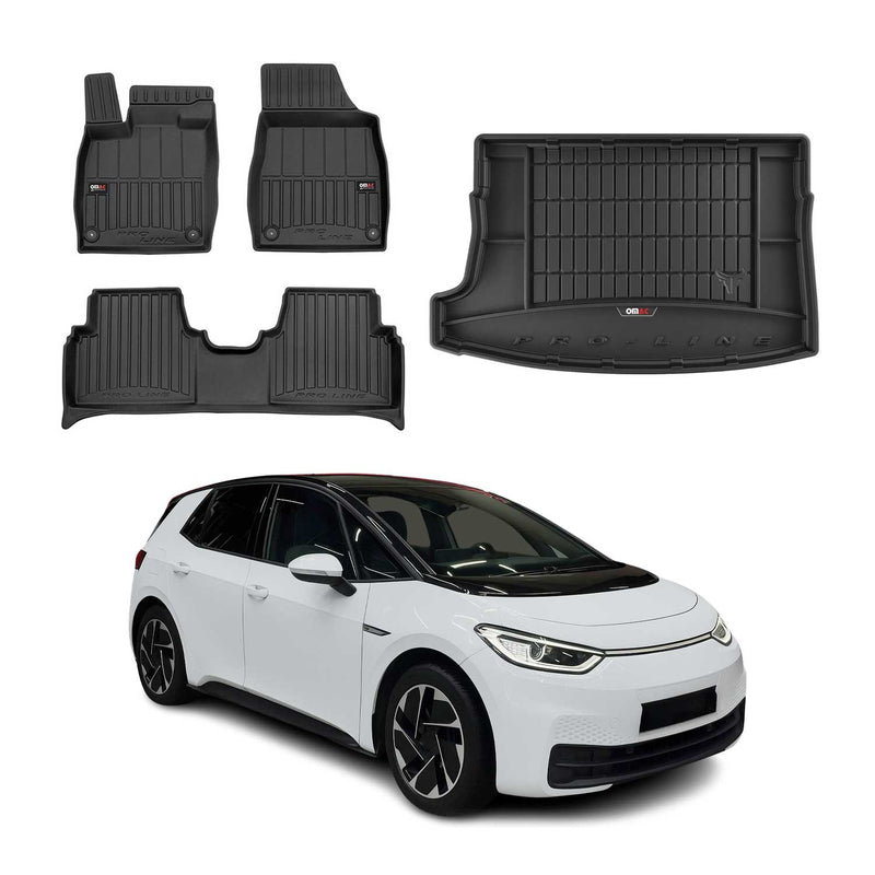 OMAC Fußmatten & Kofferraumwanne Set für VW ID.3 2019-2025 Gummi TPE Schwarz 4x