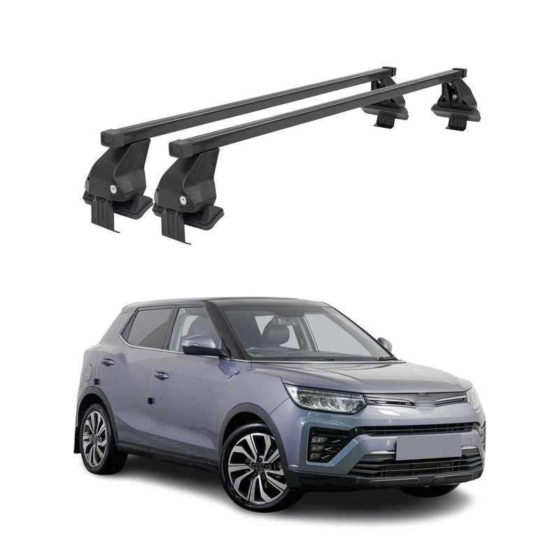 Menabo Dachträger Grundträger für Ssangyong Tivoli 2015-2023 Stahl Schwarz 2tlg