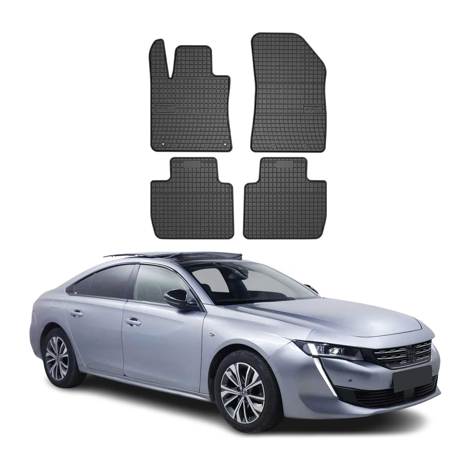 OMAC Gummi Fußmatten für Peugeot 508 2018-2025 Automatten Gummi Schwarz 4tlg