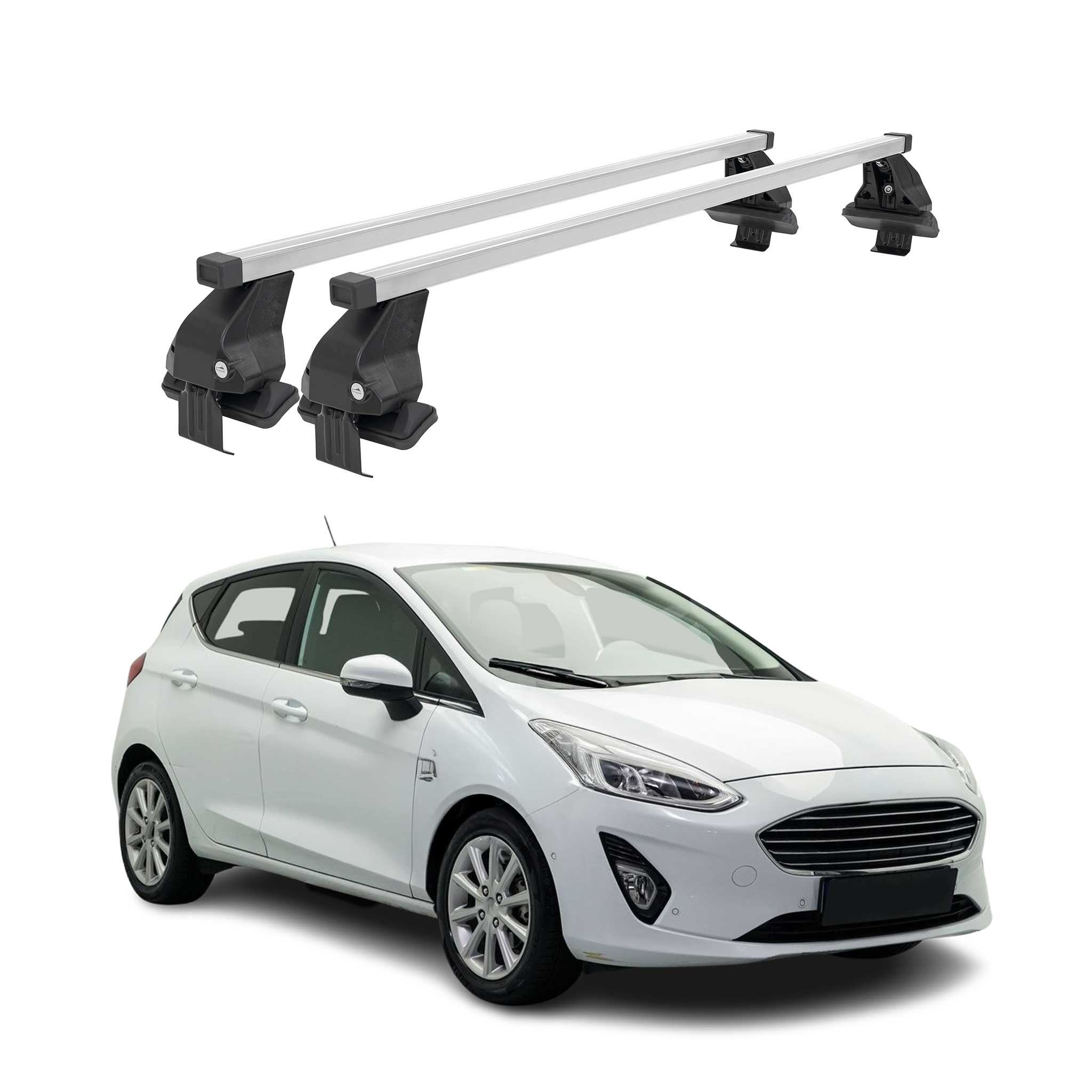Menabo Dachträger Grundtäger für Ford Fiesta 2018-2023 50kg Stahl Silber 2 tlg