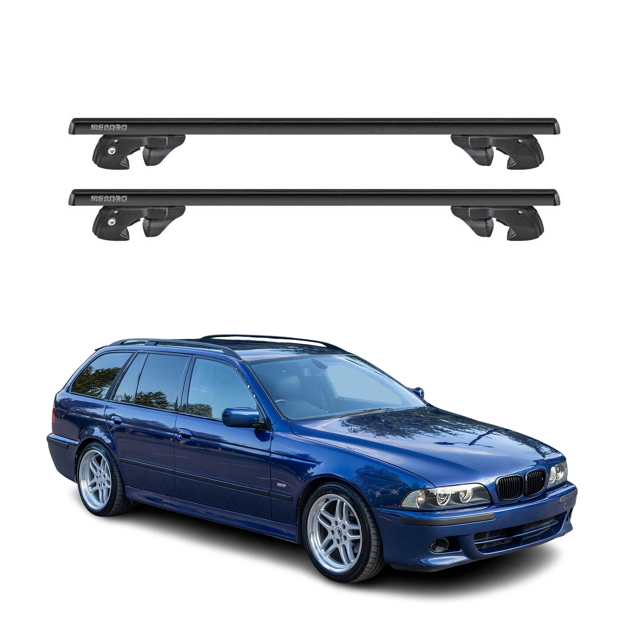 Dachträger Grundtäger für BMW 5er E39 Touring 1997-2004 Alu 90kg TÜV Schwarz 2x