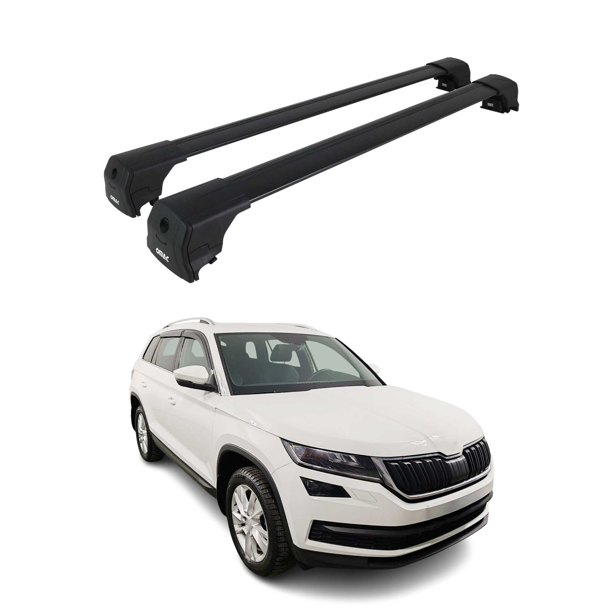 Dachträger Grundtäger für Skoda Kodiaq I 2016-2024 75kg Aluminium Schwarz 2 tlg