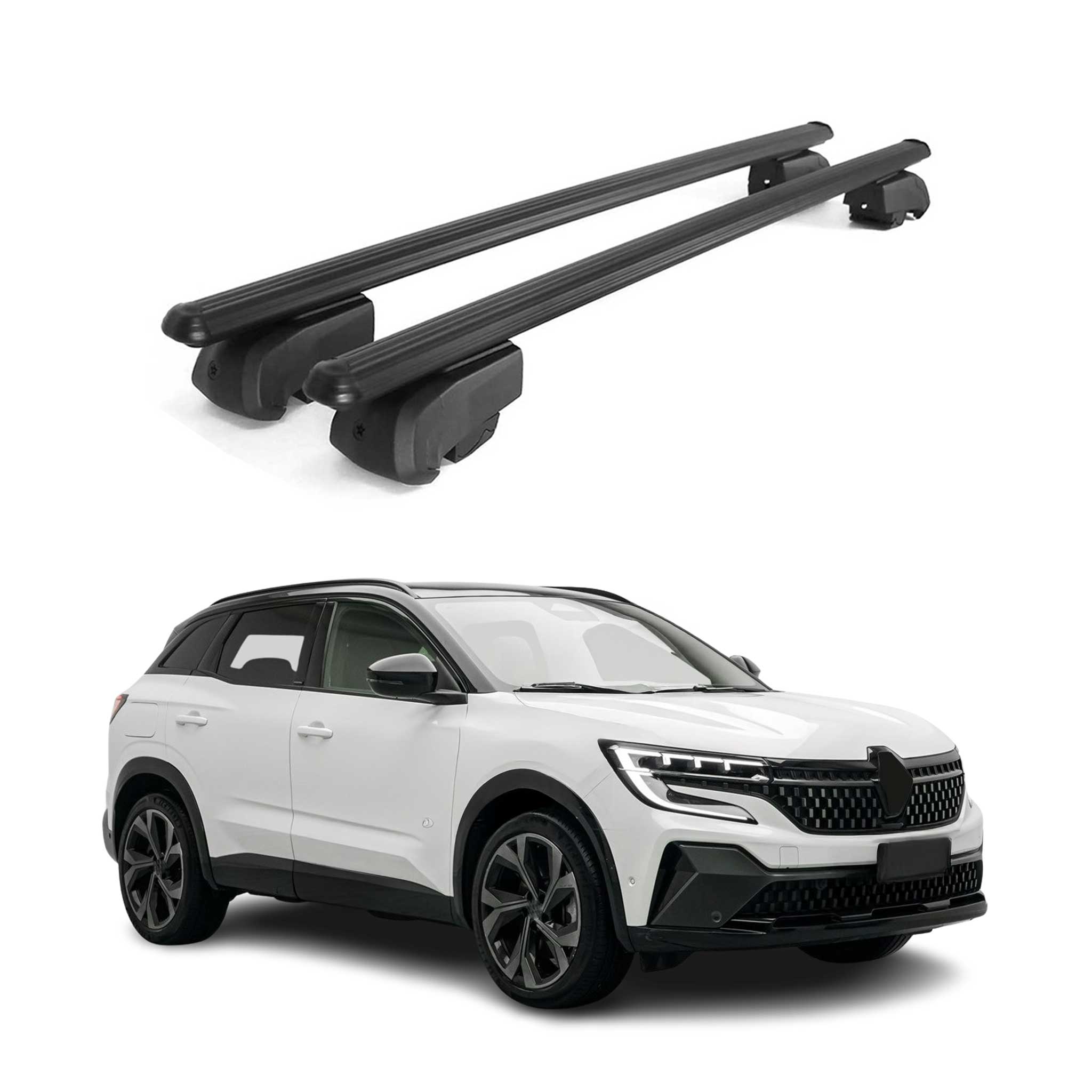 Dachträger Grundtäger für Renault Austral 2022-2026 75kg Aluminium Schwarz 2 tlg