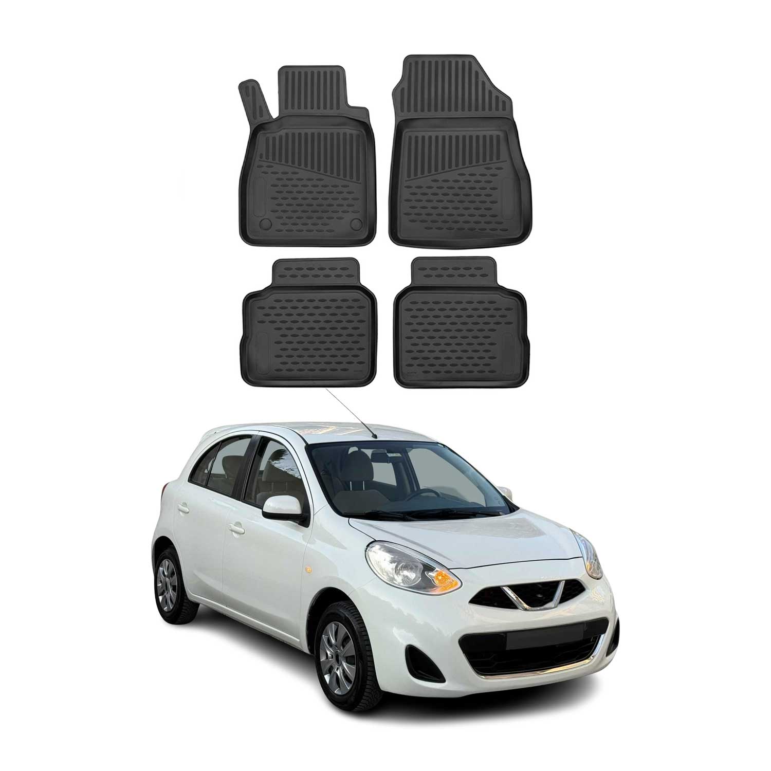OMAC Gummimatten Fußmatten für Nissan Micra 2017-2023 TPE Automatten Schwarz 4x