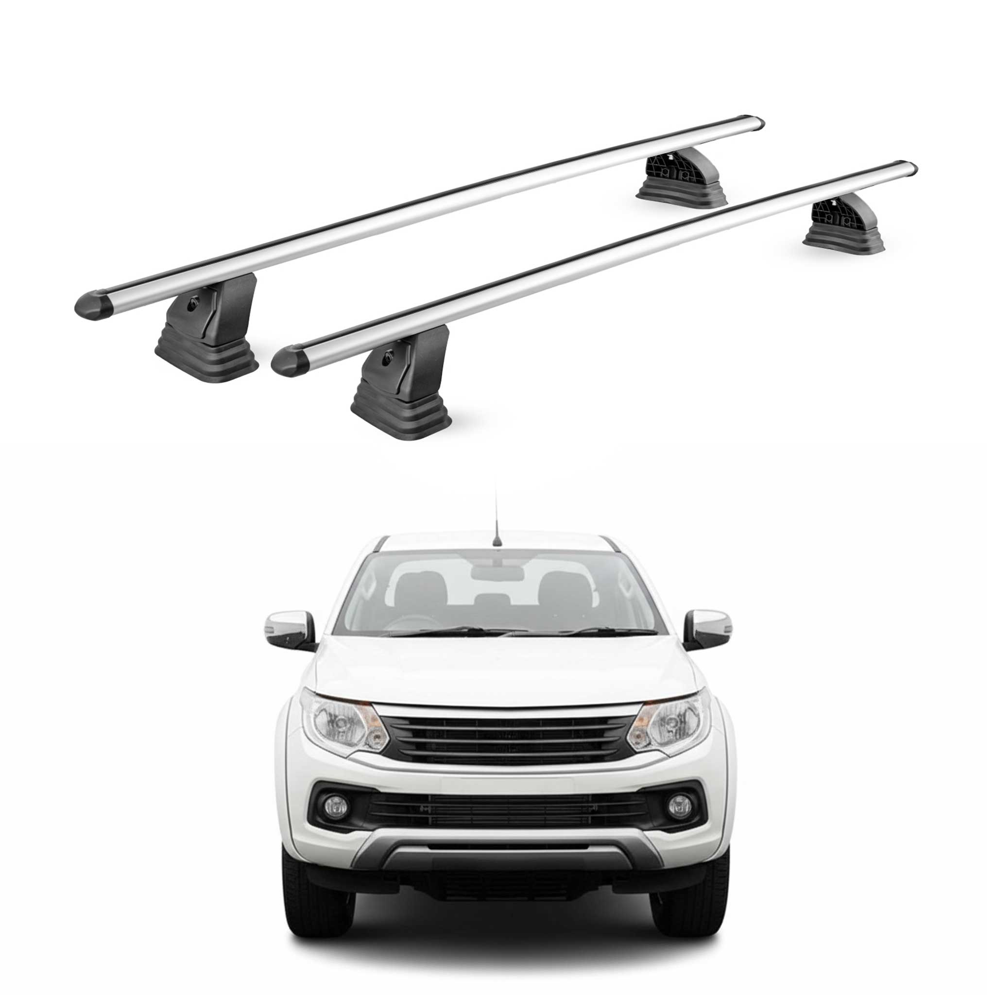Alu Dachträger für Fiat Fullback Double Cab / Singe Cab 2016-2019 2tlg Silber