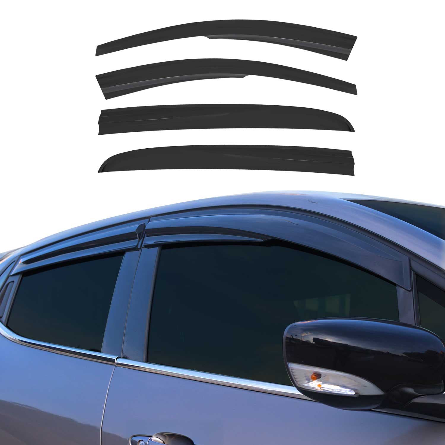 4x Windabweiser Regenabweiser für Opel Astra H 2004-2010 Acryl Dunkel