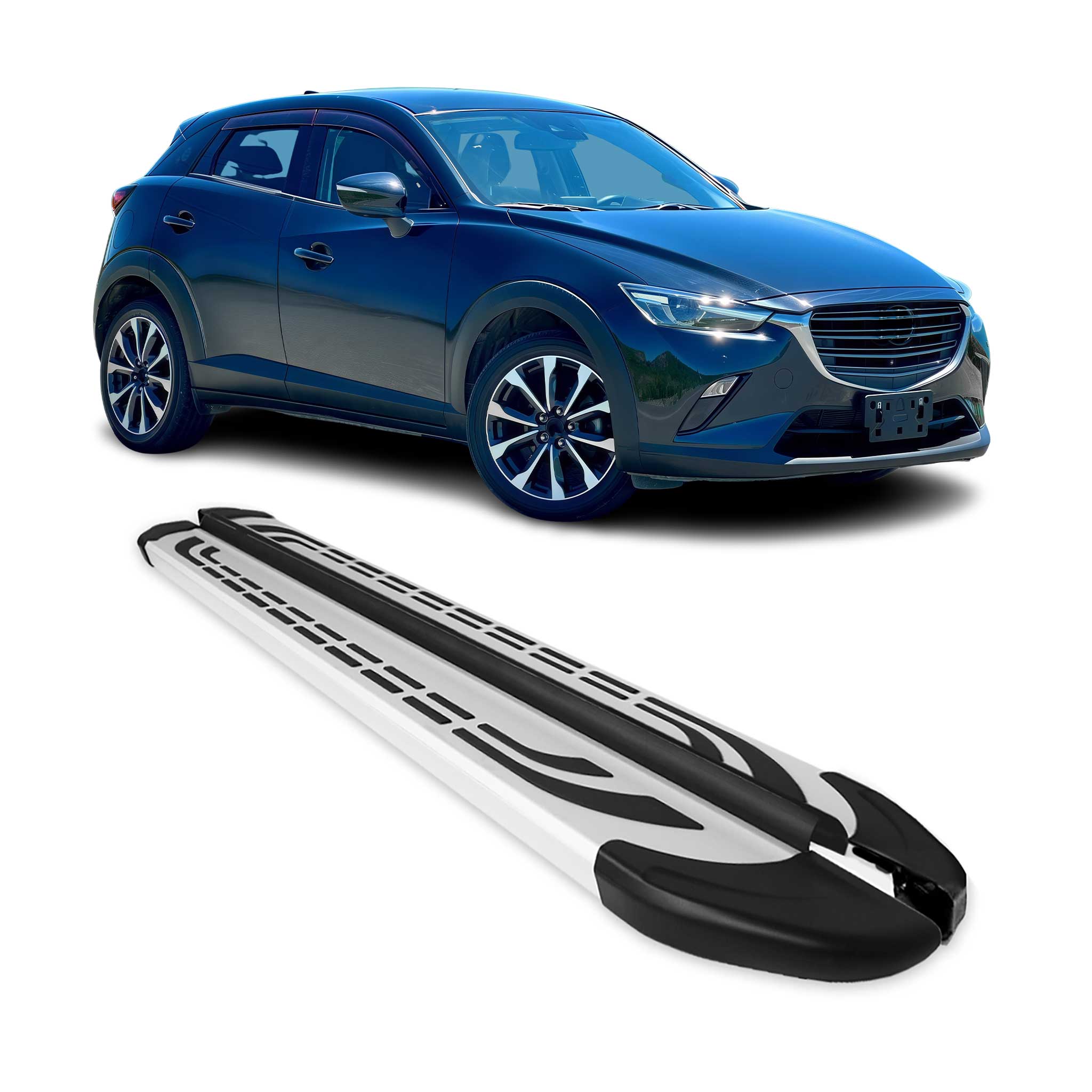Trittbretter Seitenschweller Seitenbretter für Mazda CX-3 2015-2021 Alu Grau