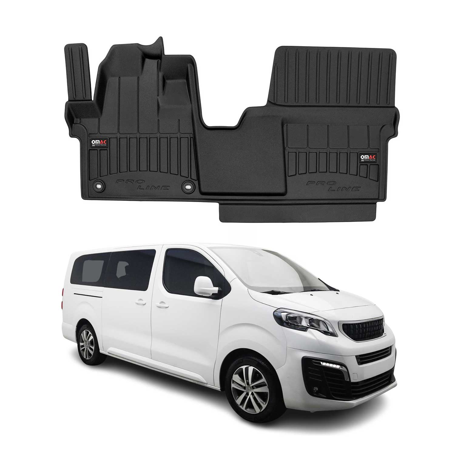 OMAC Gummi Fußmatten für Peugeot Traveller 2016-2026 Premium Gummi Schwarz 1tlg