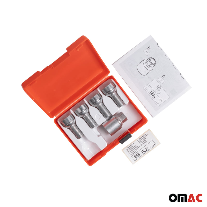 Radschloss Radschrauben Satz für Ford Galaxy bis 2006 Silber 4tlg M14X1.5