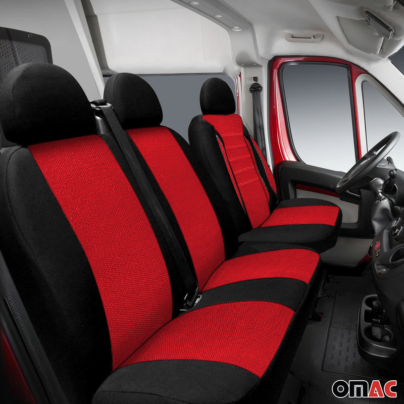 Schonbezüge Sitzschoner Sitzbezüge für Ford Transit Custom Schwarz Rot 2+1 Vorne