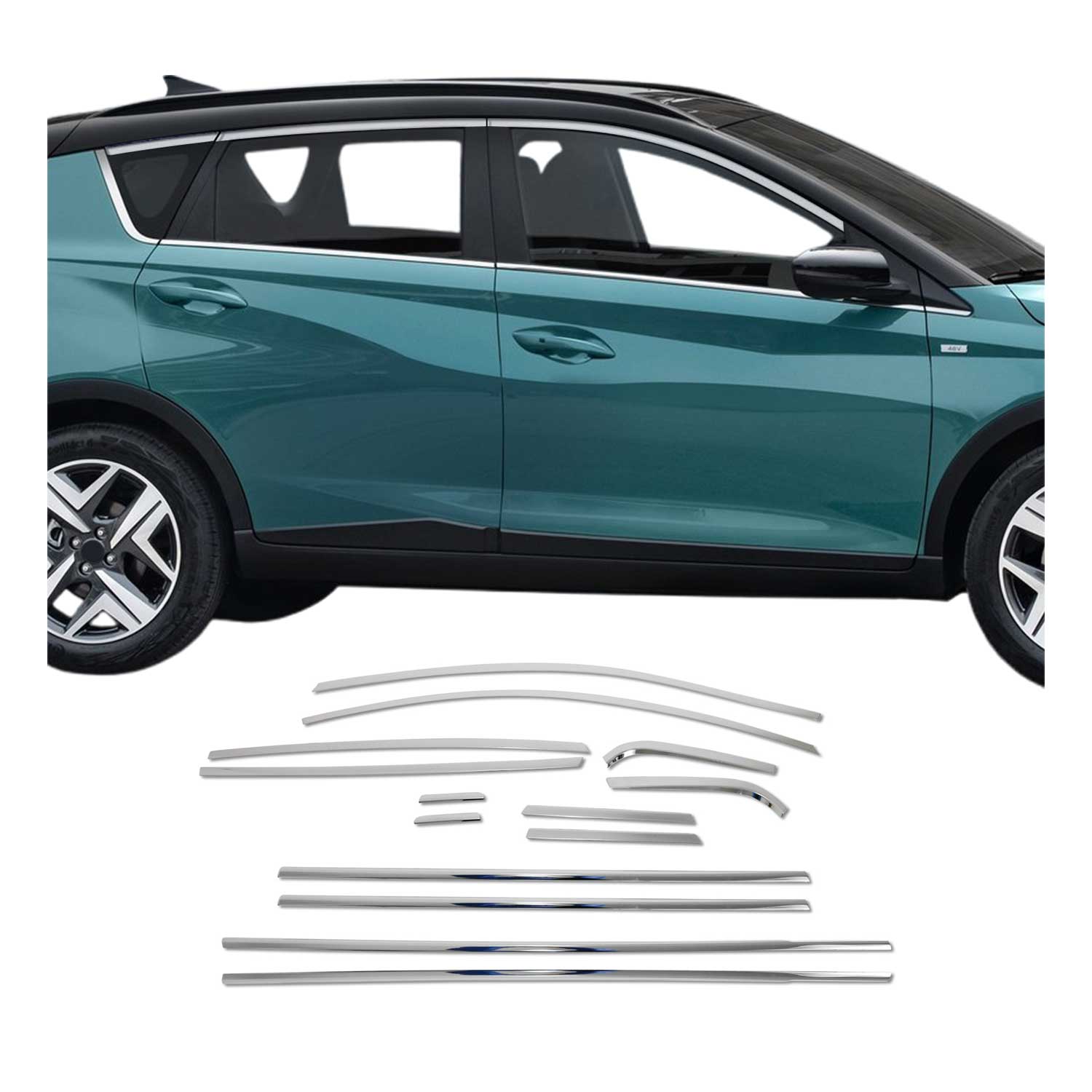 Fensterleisten Zierleisten für Hyundai Bayon 2021-2026 Edelstahl Chrom 14tlg