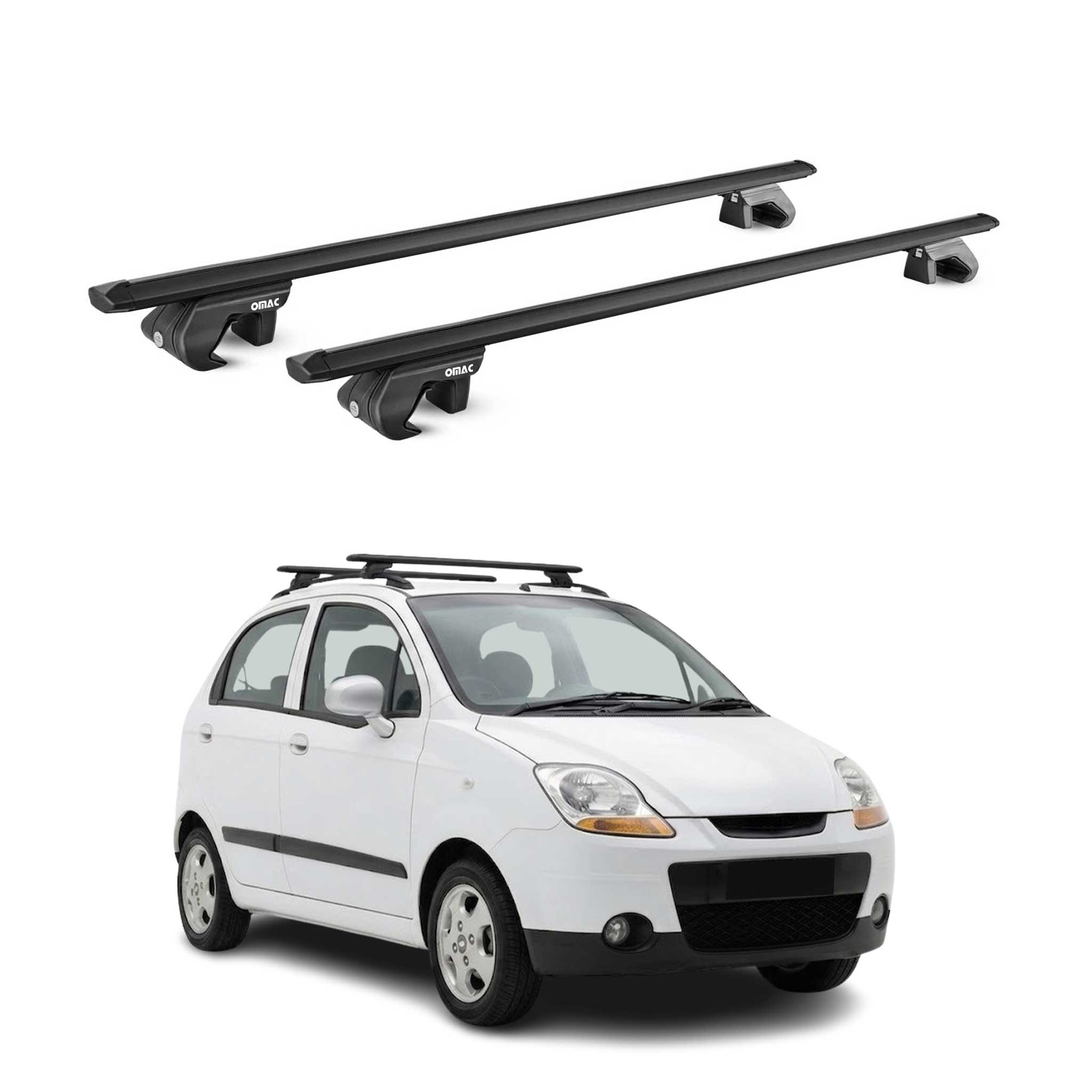Dachträger Grundtäger für Chevrolet Matiz 2005-2011 90kg Aluminium Schwarz ABE