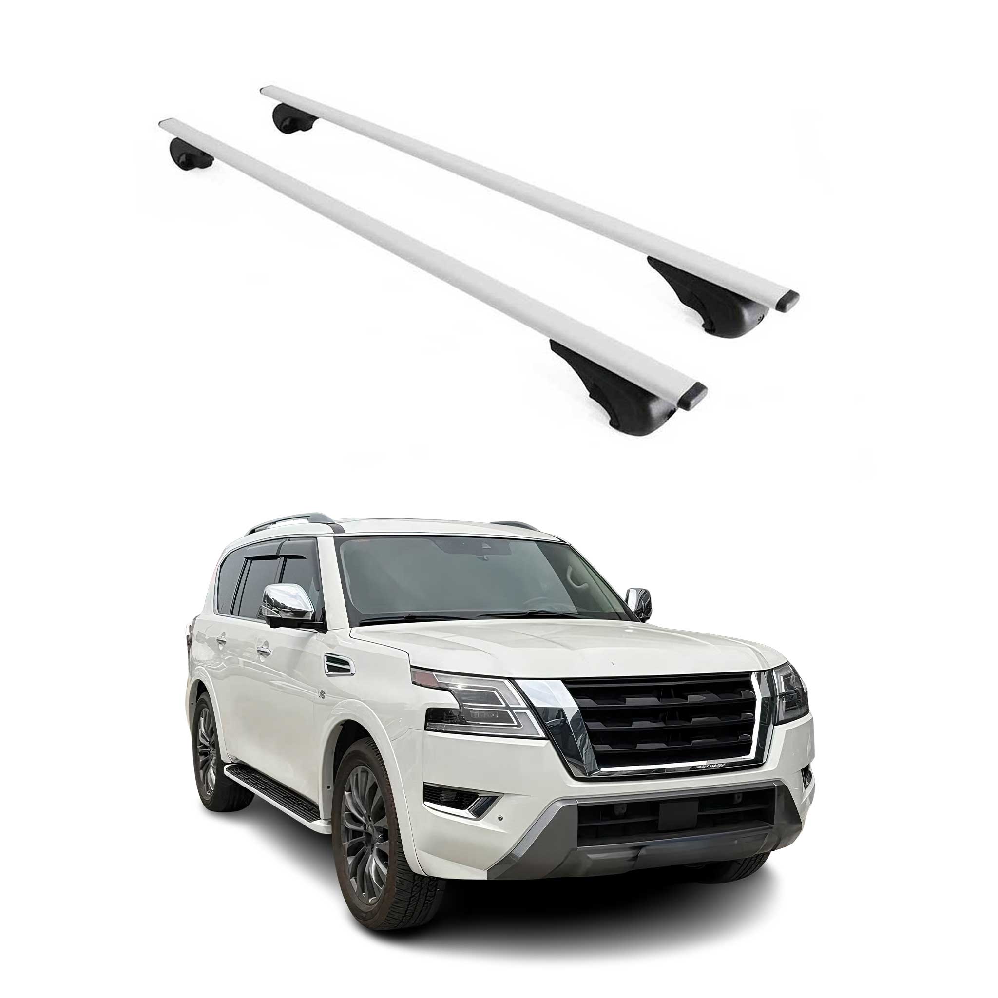 Dachträger Grundtäger für Nissan Patrol 2010-2024 75kg Metall Silber 2 tlg