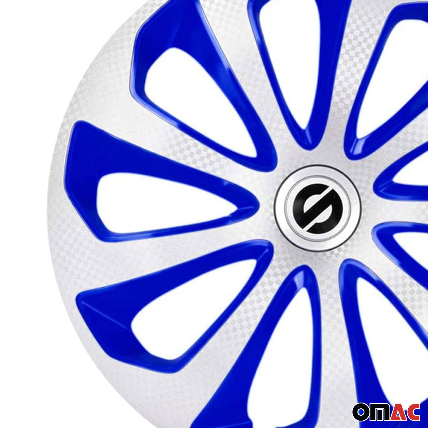 Radkappen Radzierblenden Sparco Sicilia 14" Zoll Abdeckung Silber Blau Carbon 4x