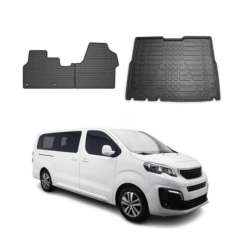 Fußmatten & Kofferraumwanne Set für Peugeot Expert Traveller 2017-2025 Gummi 3x