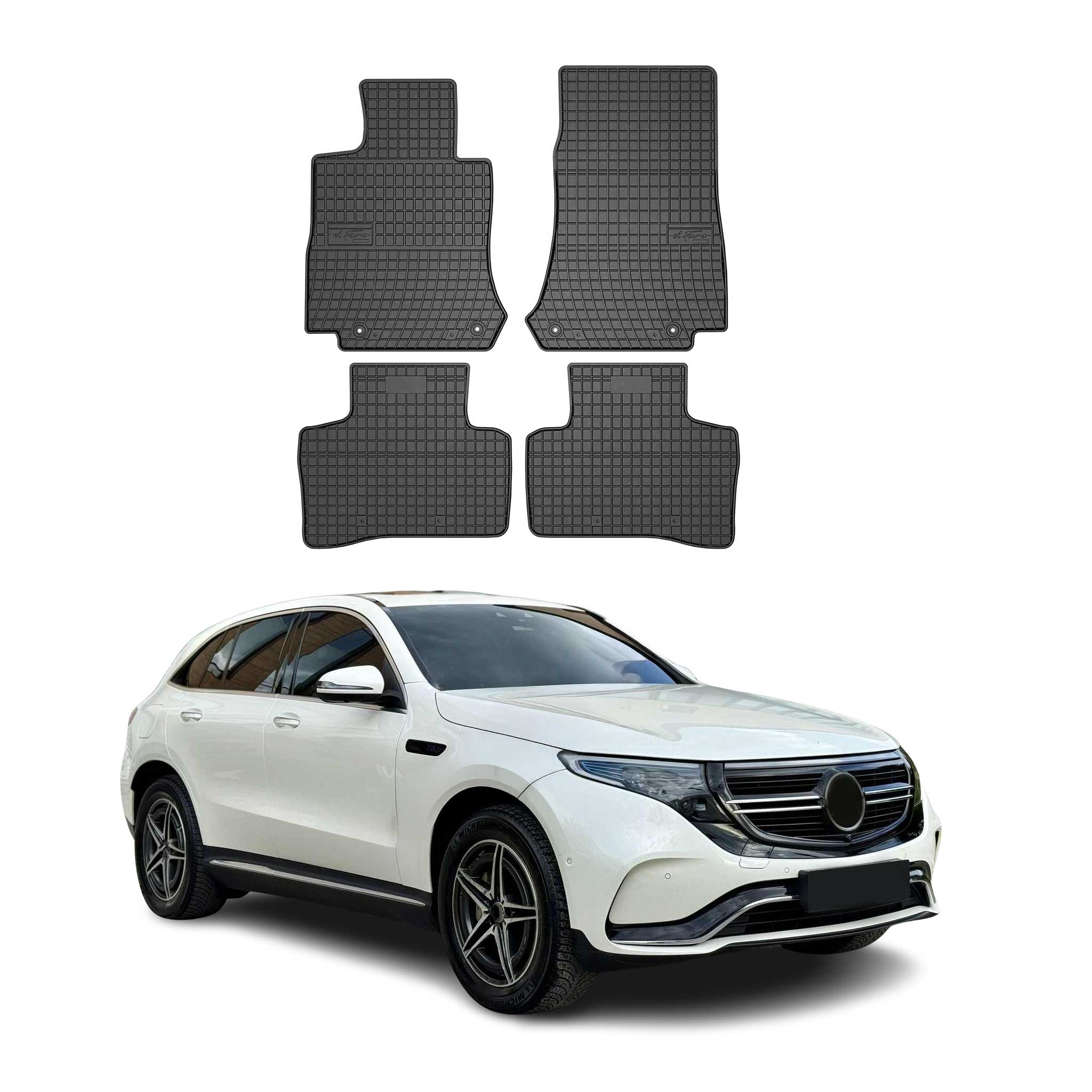 OMAC Gummi Fußmatten für Mercedes EQC N293 2019-2023 Automatten Gummi Schwarz 4x