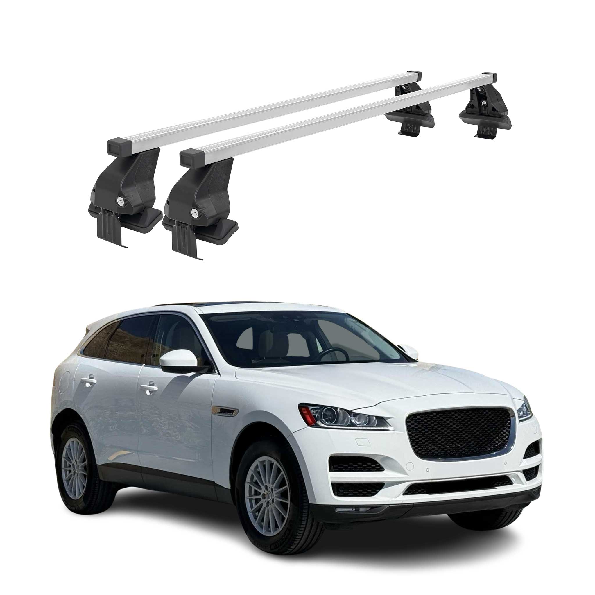 Menabo Dachträger Grundtäger für Jaguar F-Pace 2016-2025 50kg Stahl Silber 2 tlg
