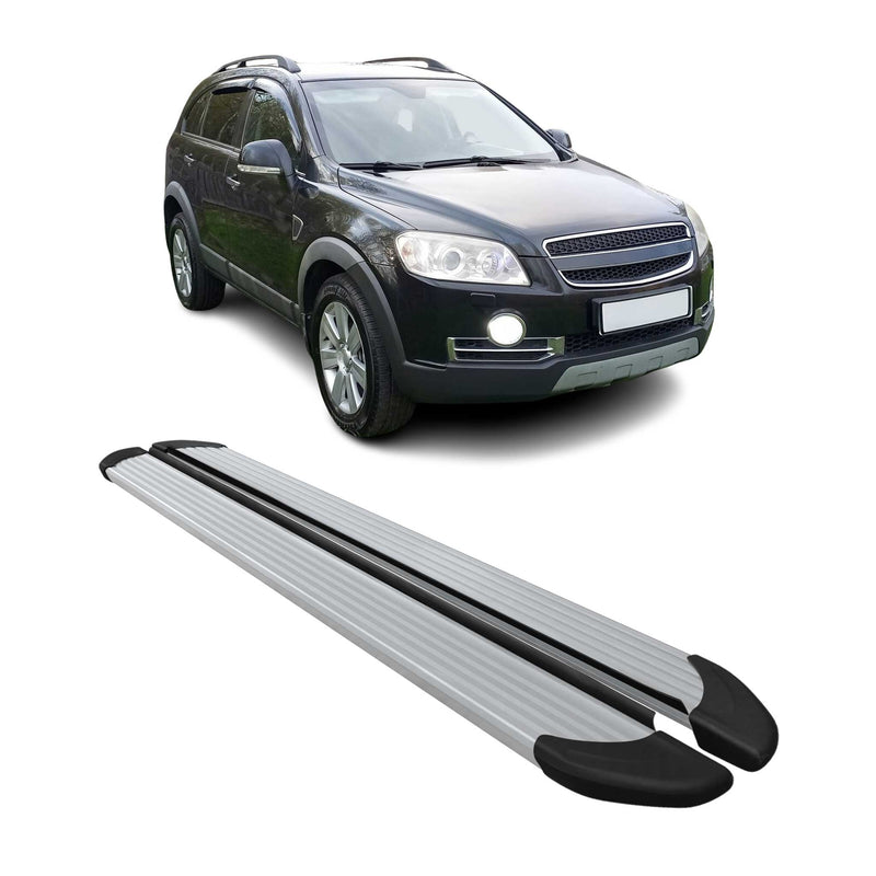 Seitenschweller Trittbretter Schweller für Chevrolet Captiva 2006-2019 Alu Grau