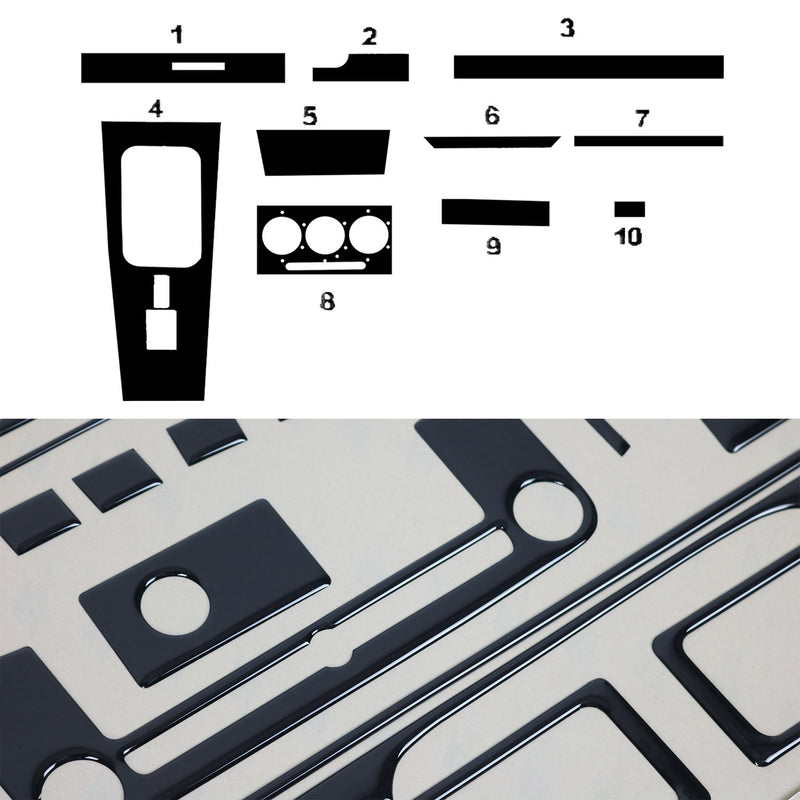 Innenraum Dekor Cockpit für Mercedes W123 1975-1986 Piano Schwarz Optik 10tlg