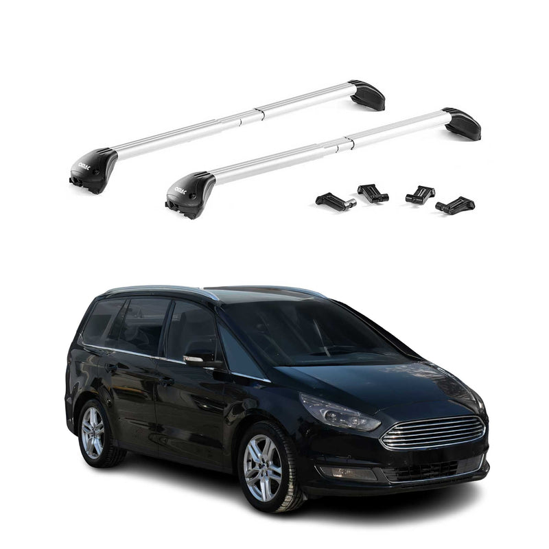 Dachträger Grundtäger für Ford Galaxy 2015-2023 100kg Aluminium Silber 2 tlg ABE