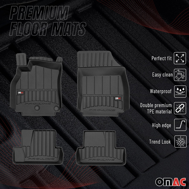 OMAC Gummi Fußmatten für Renault Megane Coupe 2009-2012 Premium Gummi Schwarz 4x