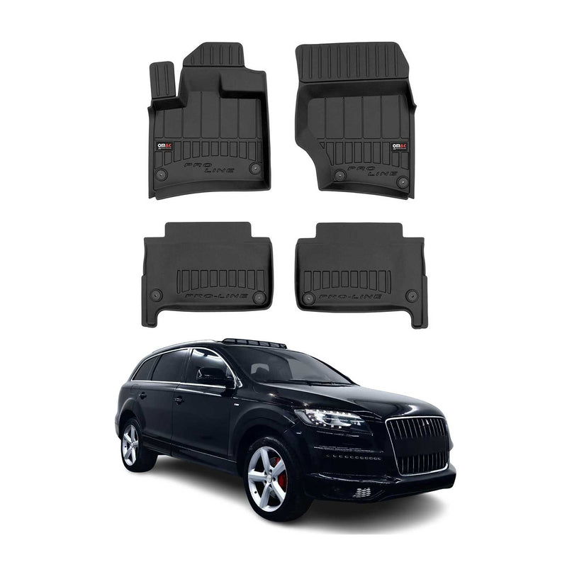 OMAC Gummi Fußmatten für Audi Q7 4LB 2006-2015 Premium 3D Automatten Schwarz 4x