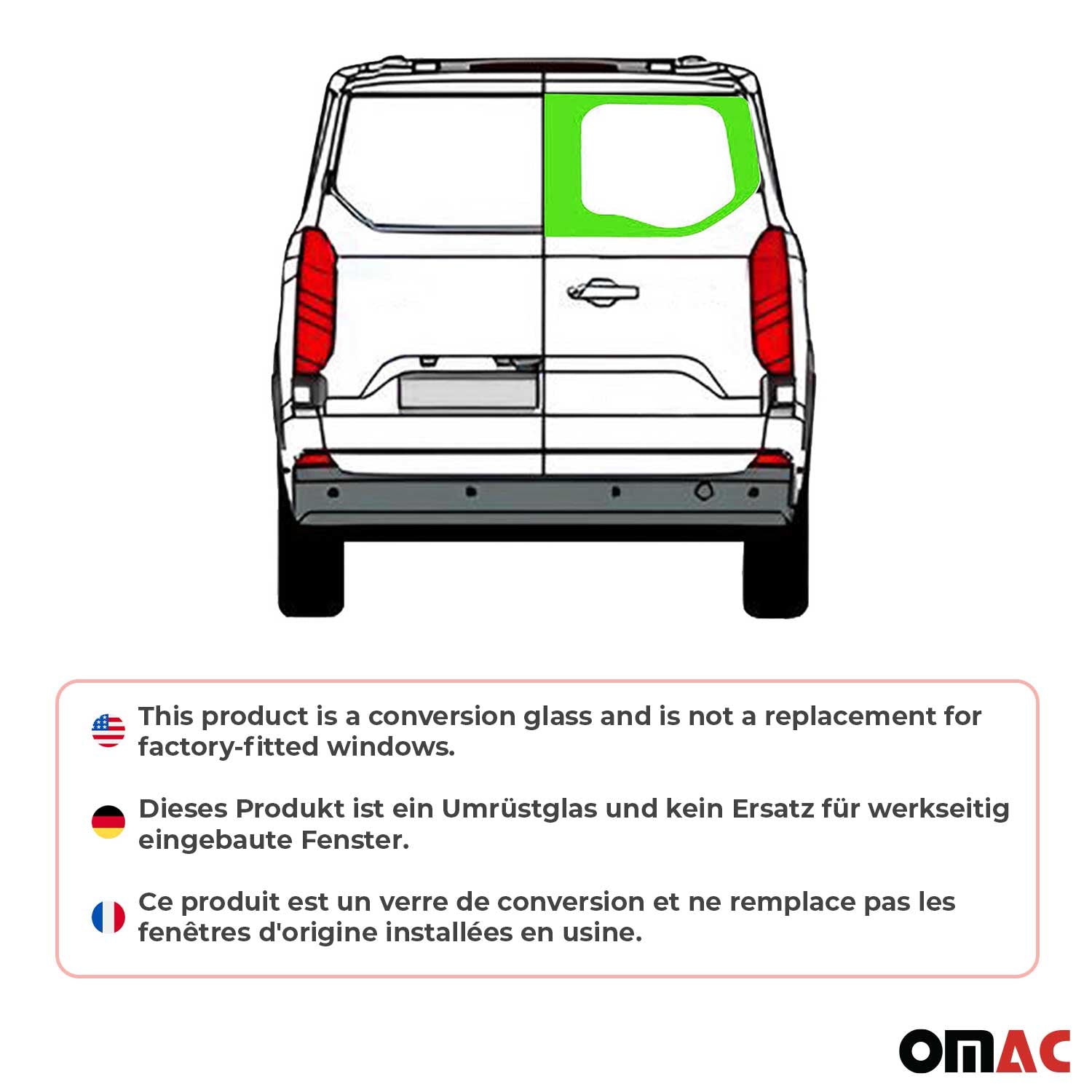 Heckscheibe Fenster für Ford Transit Custom ab 2023 Doppelflügeltür Rechts L1 L2