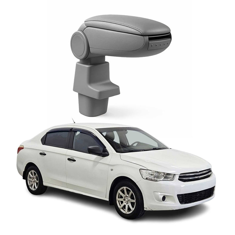 Mittelarmlehne Armlehne für Citroen C-Elysee 2012-2021 PU-Leder ABS Grau