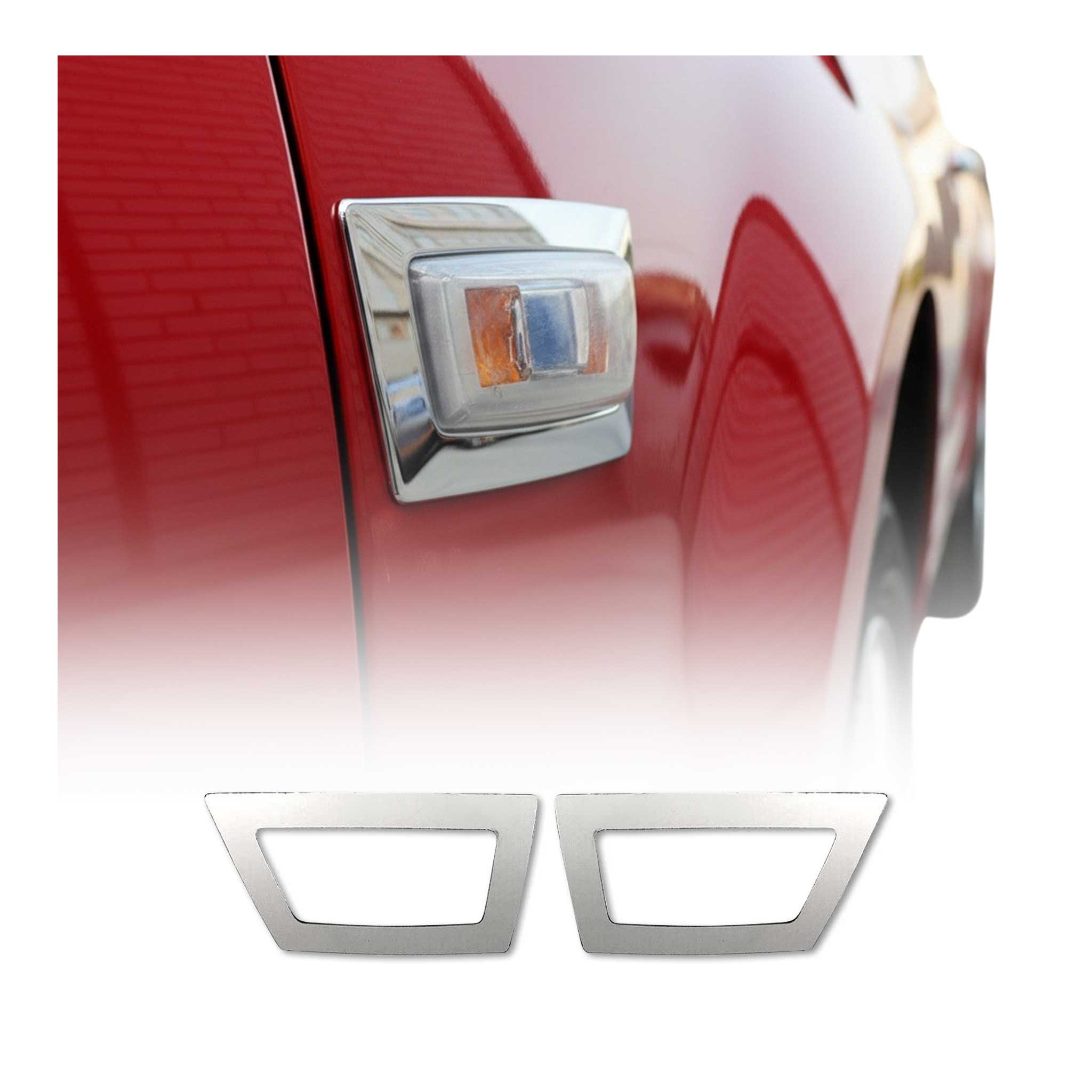 Blinkerrahmen Signalblende Blinker Umrandung für Opel Corsa D Edelstahl Chrom