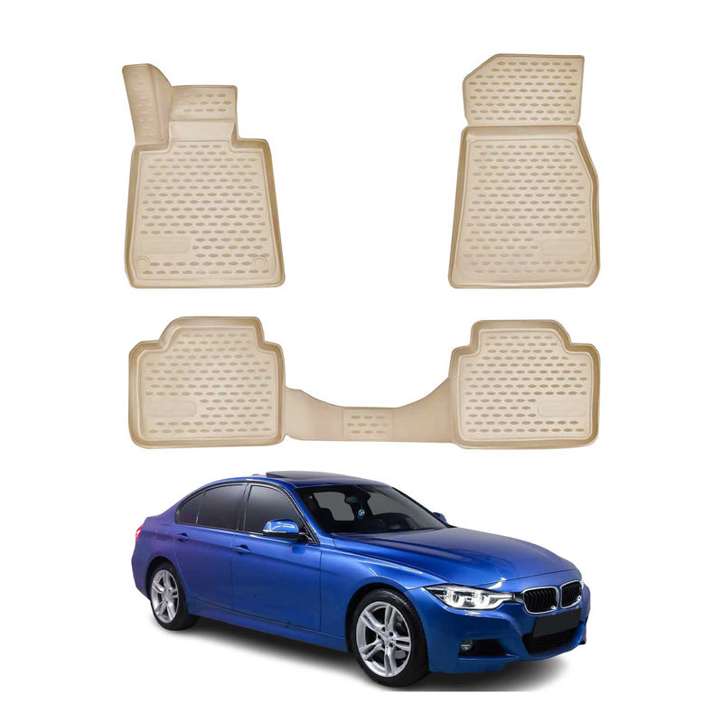 OMAC Gummimatten Fußmatten für BMW 4er F32 F36 Coupe 2013-2021 Gummi Beige 4x