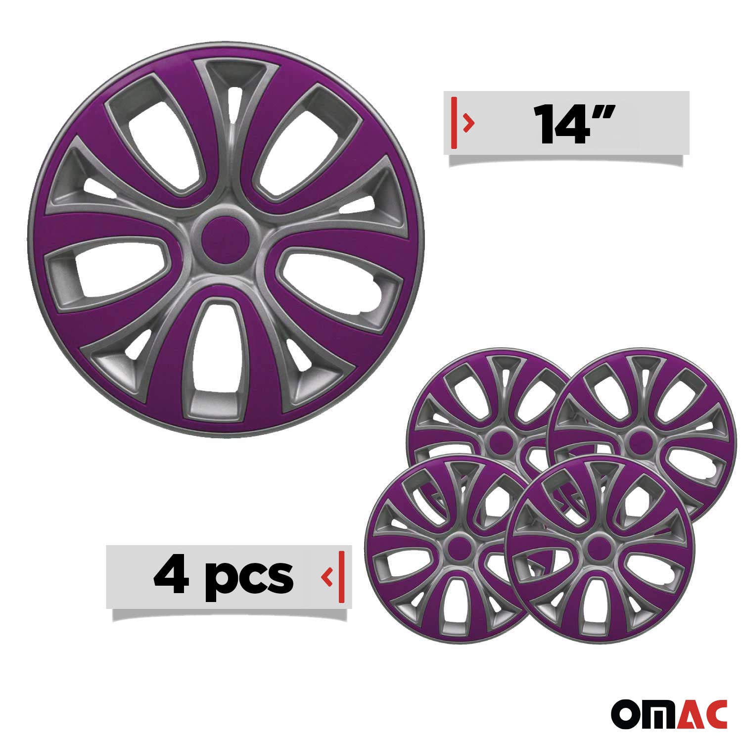 4x Radblenden Radkappen Radzierblenden 14" Zoll Grau Lila Glänzend