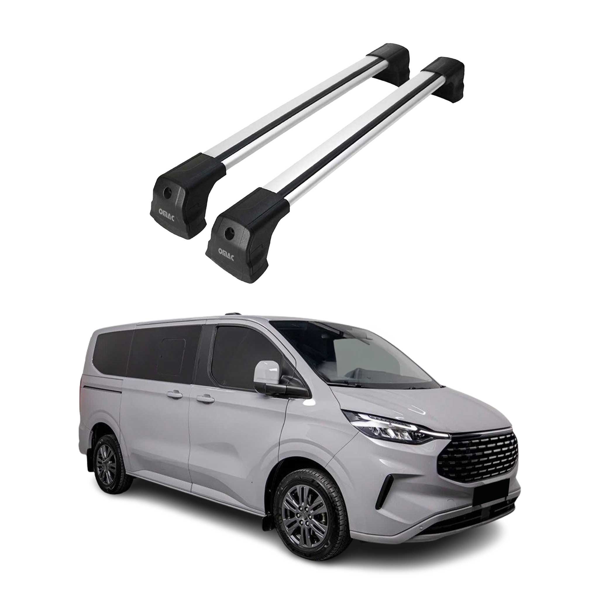 Dachträger für Ford Transit Custom / Tourneo Custom 2023-2026 75kg Alu Silber 2x