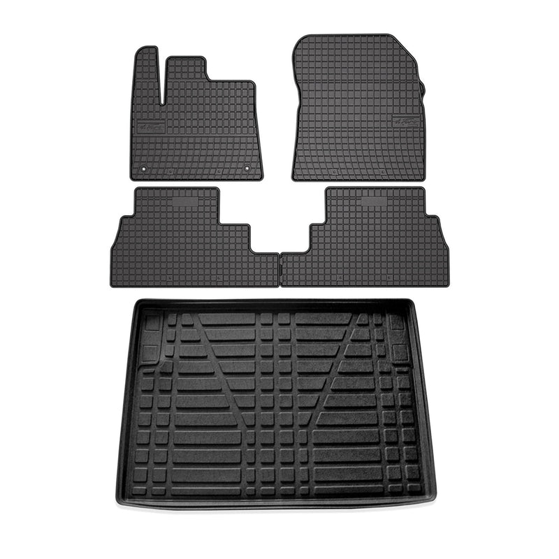 Fußmatten & Kofferraumwanne Set für Citroen Berlingo 2018-2024 Gummi Schwarz 5x