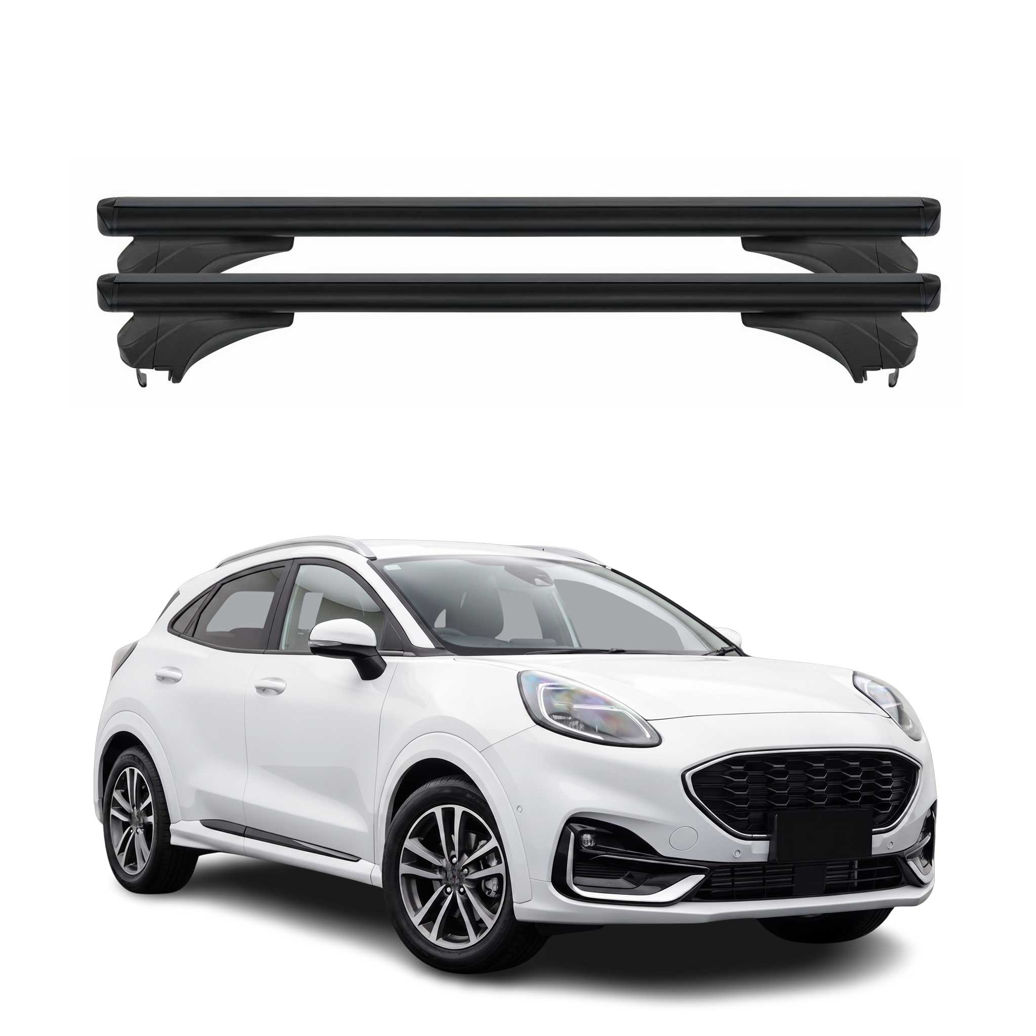 Menabo Dachträger für Ford Puma 2019-2026 Abschließbar Aluminium Schwarz 2 tlg