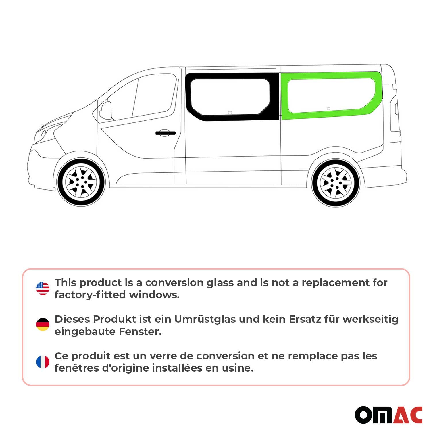 Seitenfenster Auto Fenster für Nissan Primastar 2014-2024 Links Auto L2 Schwarz