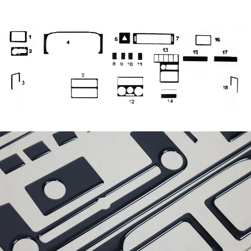 Innenraum Dekor Cockpit für VW T4 Transporter 1990-2003 Piano Schwarz Optik 18x