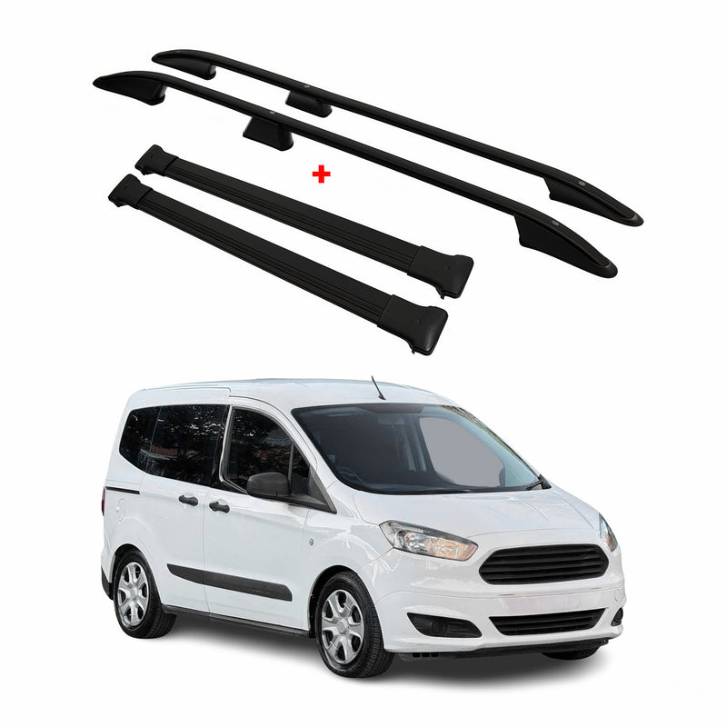 Dachreling + Dachträger für Ford Tourneo Transit Courier 2012-2024 Alu Schwarz