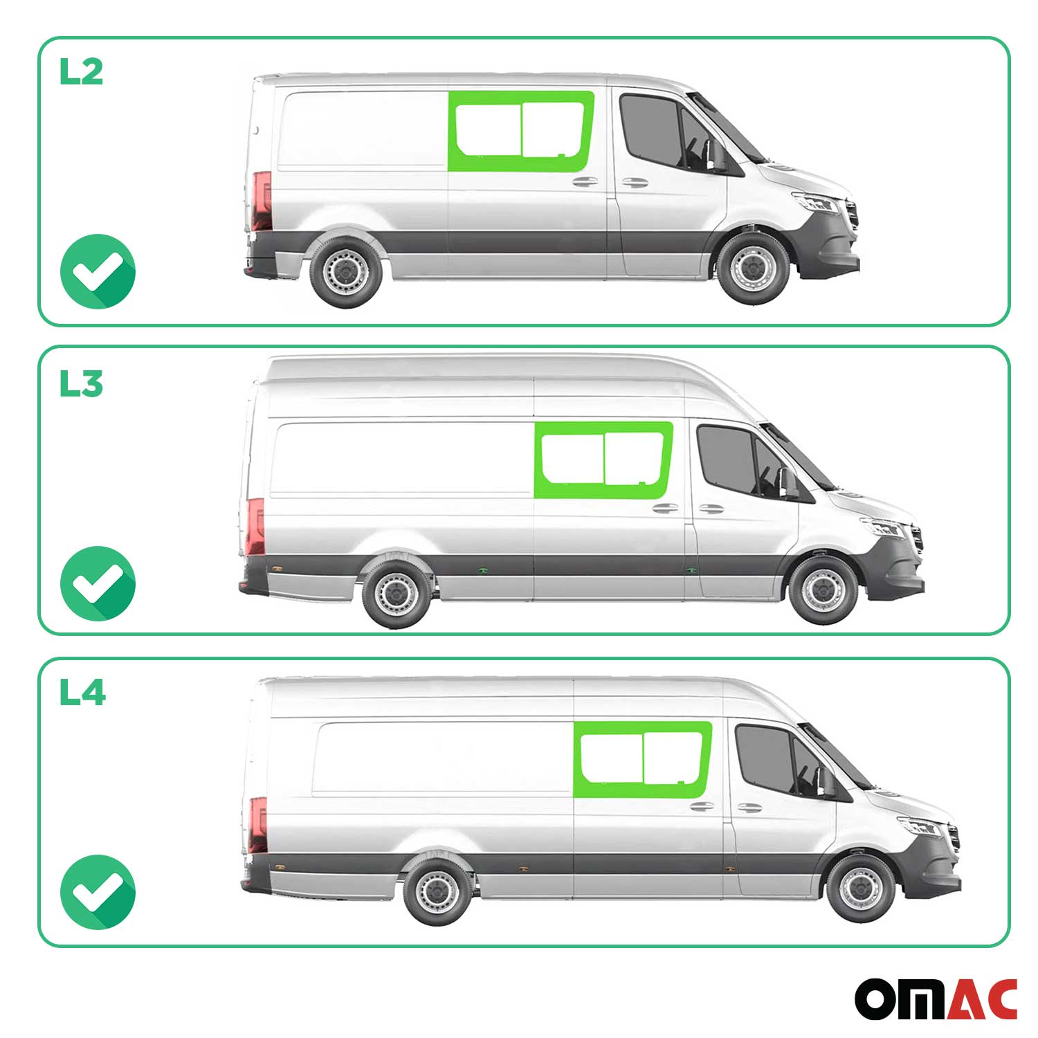 Schiebefenster für Mercedes Sprinter W907 2018-2026 Rechts Schiebetür L2 L3 L4