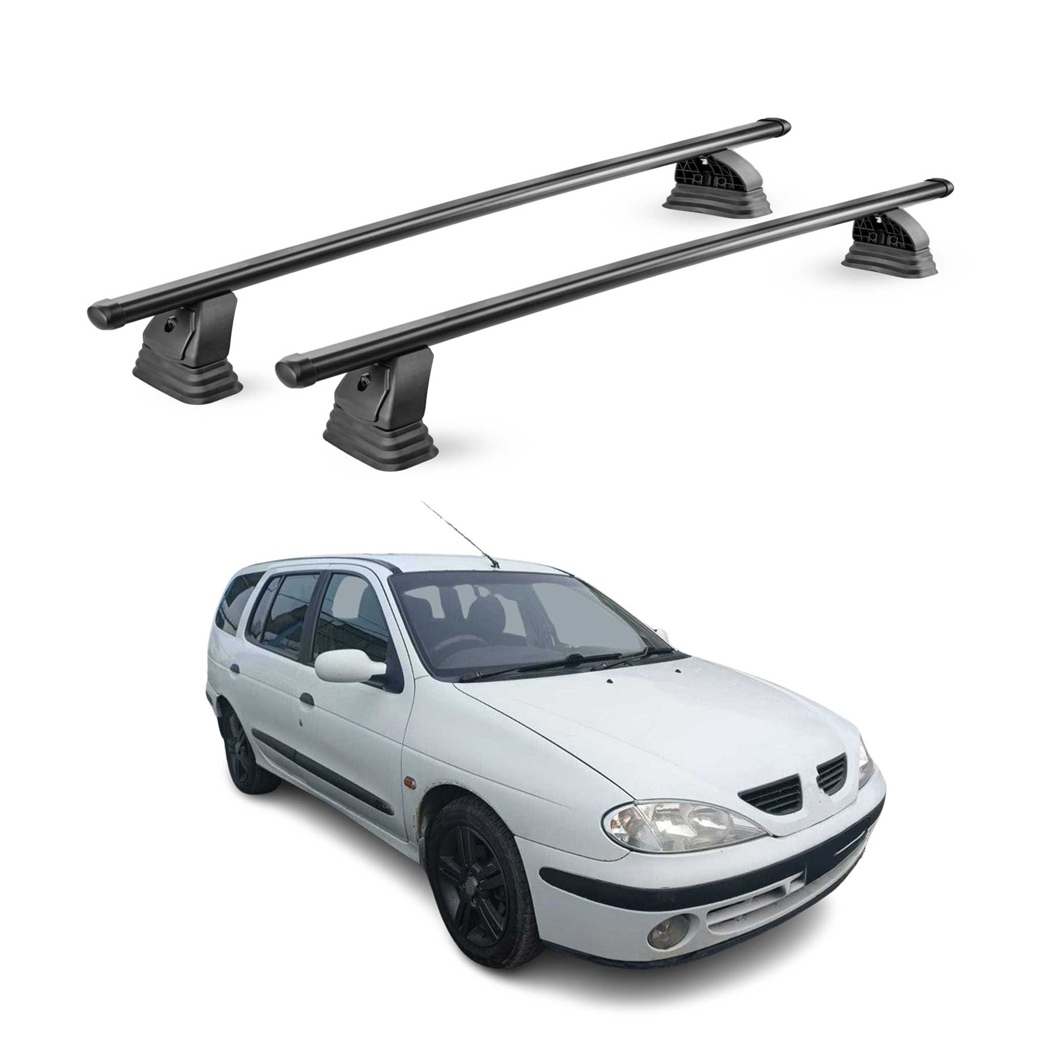 Stahl Dachträger für Renault Megane I Kombi 1996-2003 TÜV 75 kg 2tlg Schwarz