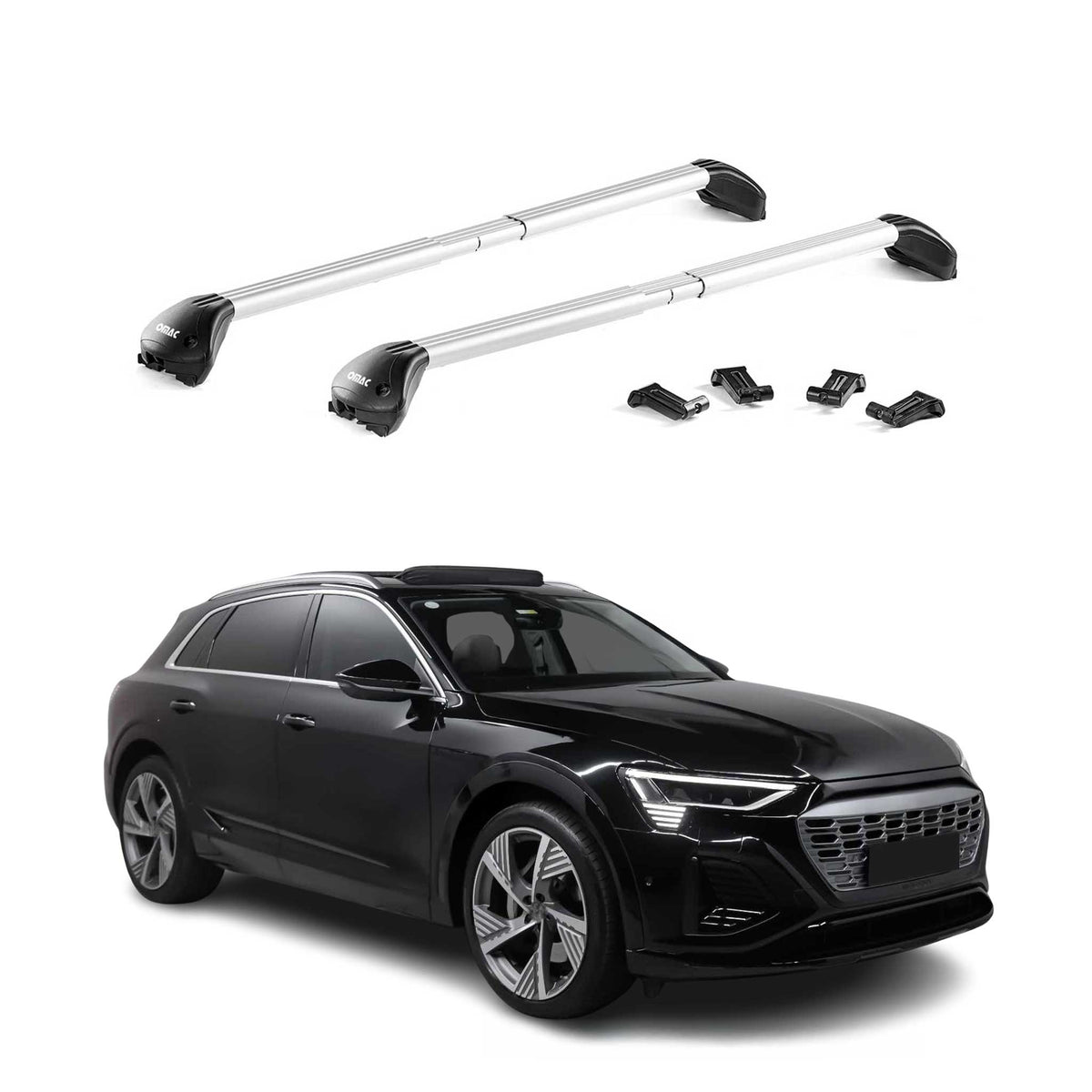 Dachträger Grundtäger für Audi e-Tron 2018-2025 100kg Aluminium Silber 2 tlg ABE
