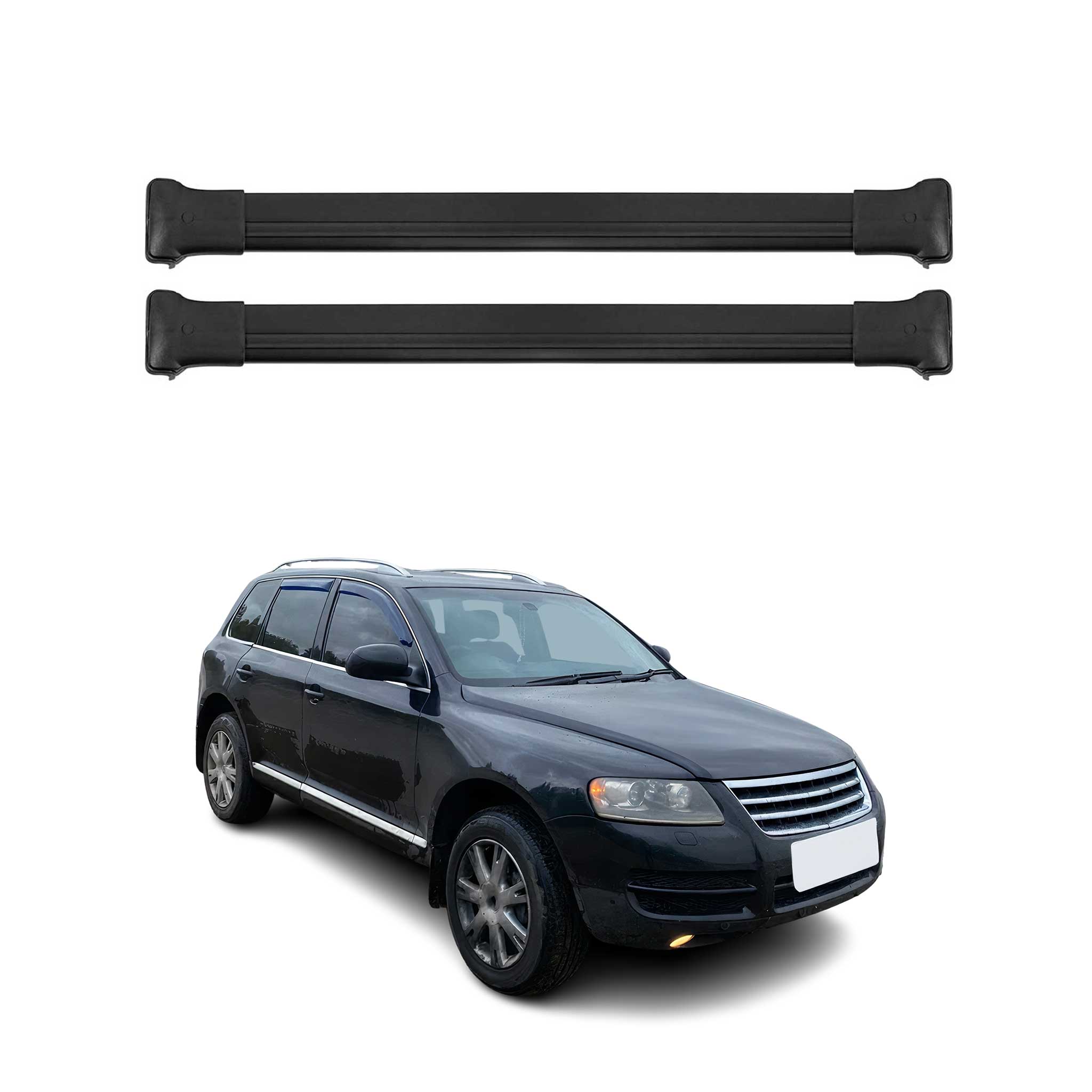 Dachträger Grundtäger für VW Touareg mk1 2002-2010 75kg Aluminium Schwarz 2tlg