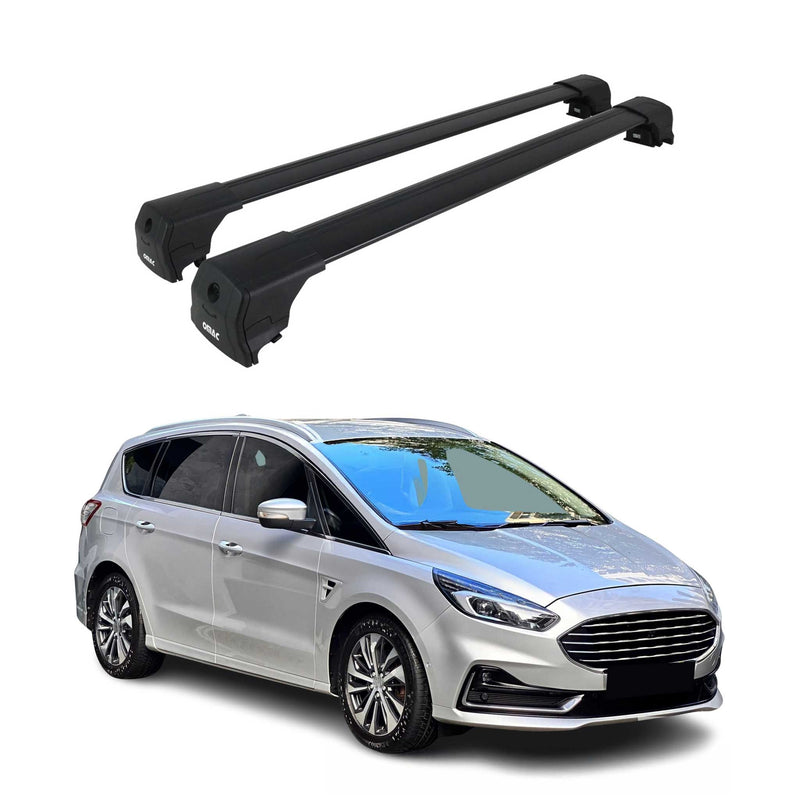 Dachträger Grundtäger für Ford S-Max 2015-2023 75kg Aluminium Schwarz 2 tlg