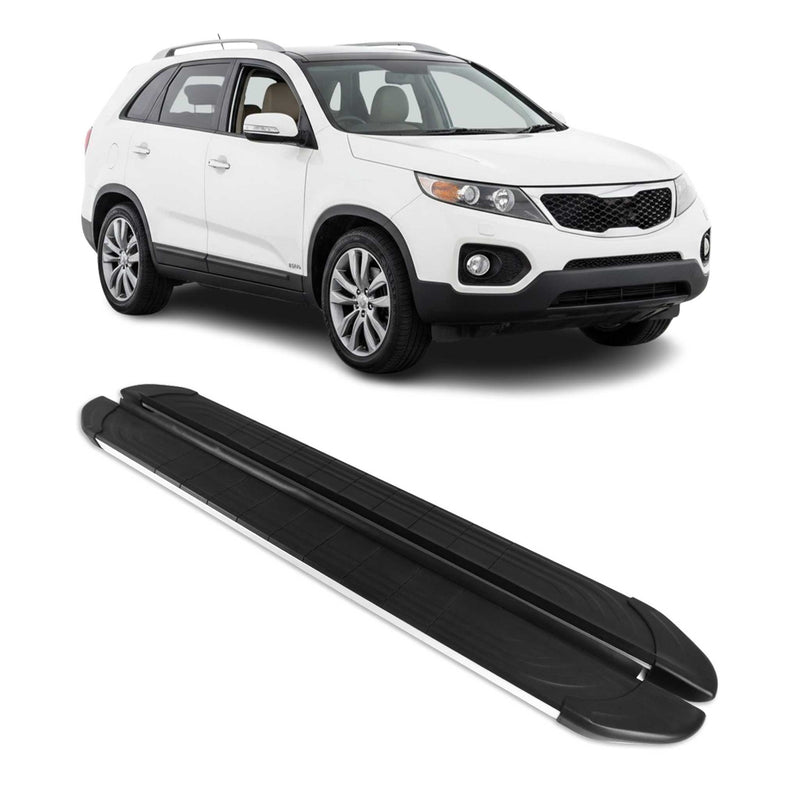 Trittbretter Seitenschweller für Kia Sorento 2 XM 2009-2013 Alu Schwarz Grau