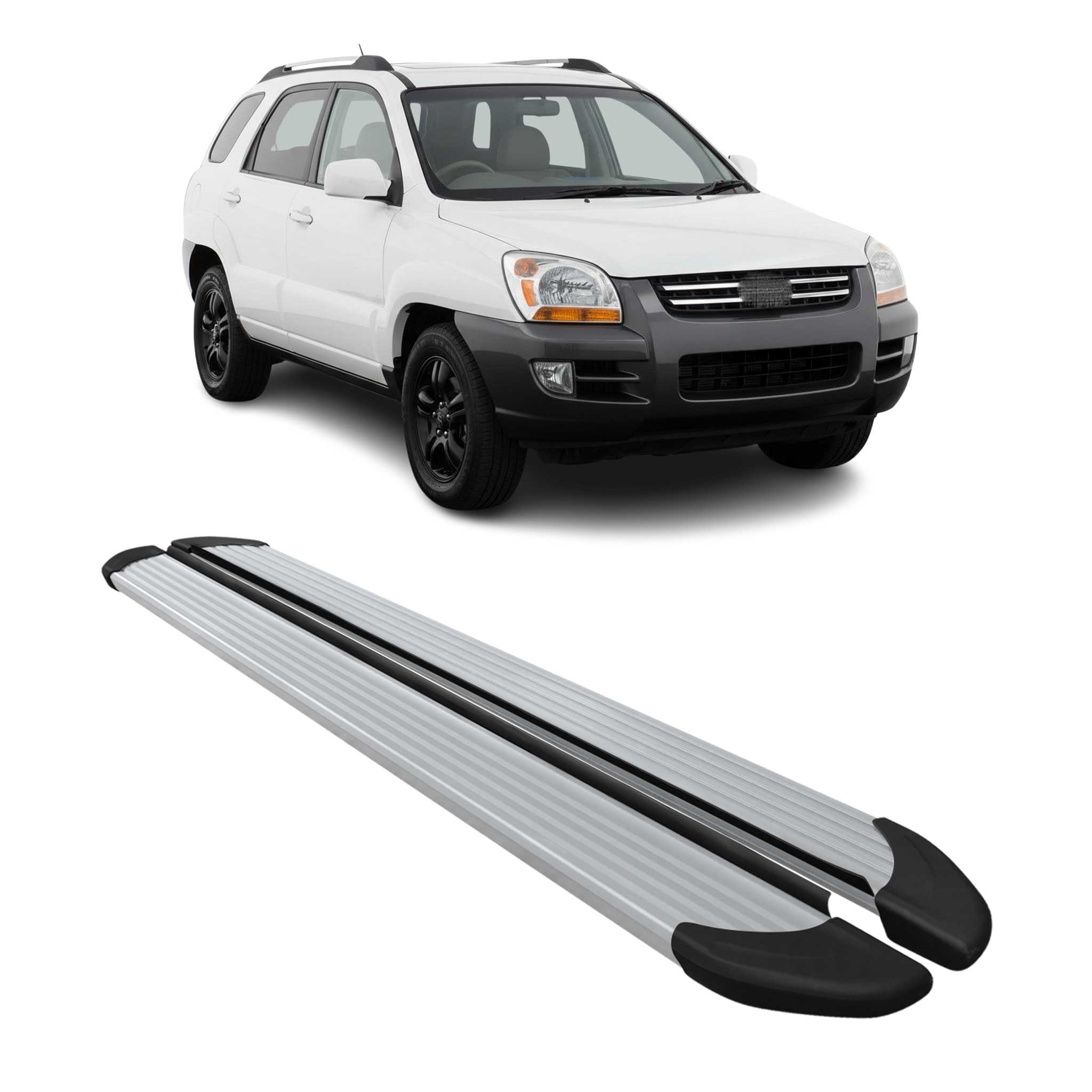 Seitenschweller Trittbretter Schweller für Kia Sportage 2004-2010 Aluminium Grau