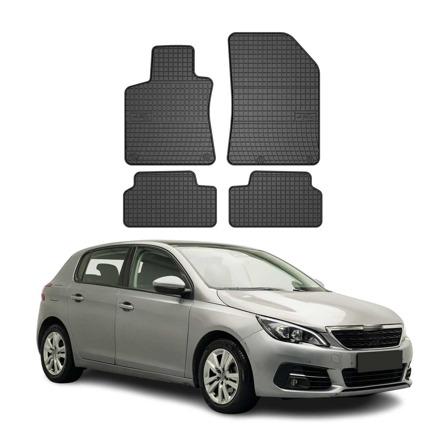 OMAC Gummi Fußmatten für Peugeot 308 2013-2021 Automatten Gummi Schwarz 4tlg