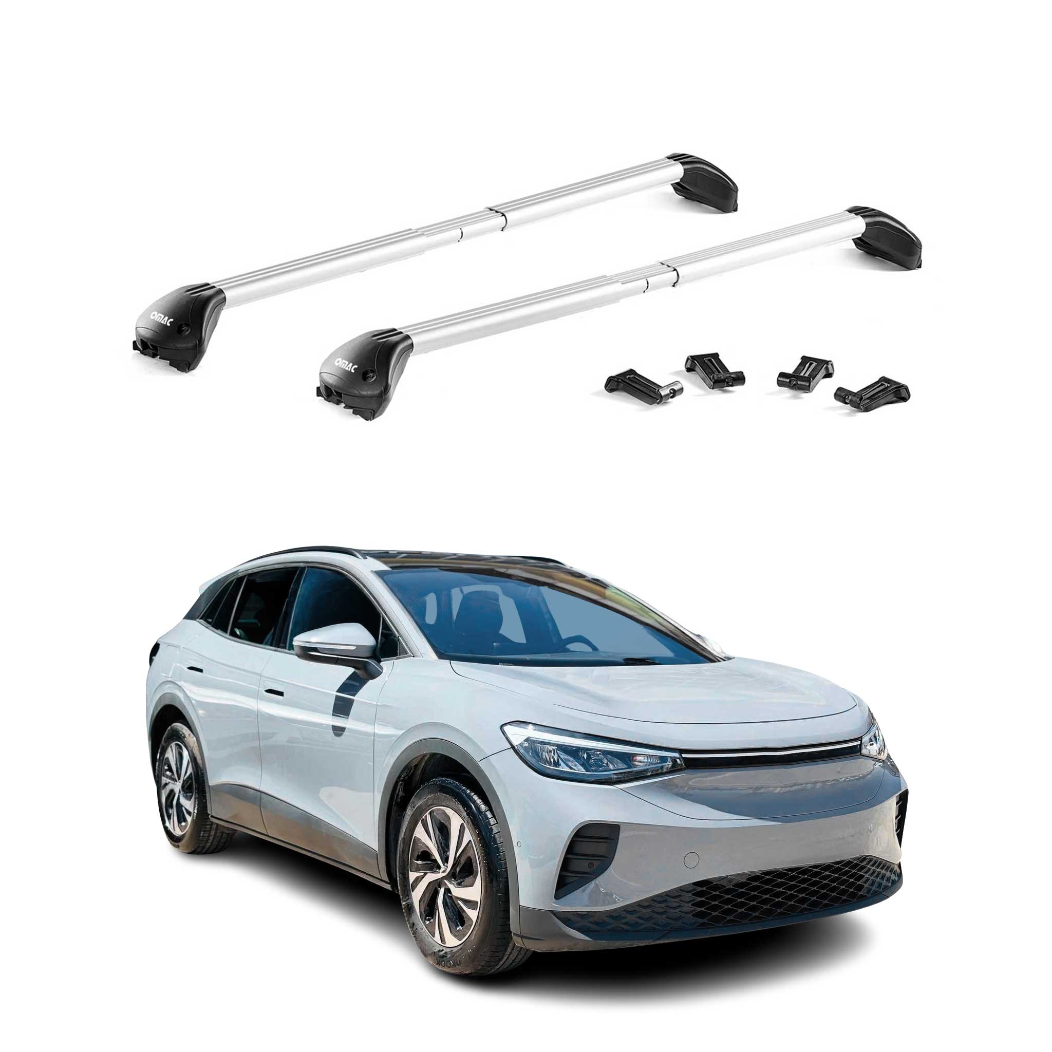 Dachträger Grundtäger für VW ID.4 2021-2026 100kg Aluminium Silber 2 tlg ABE