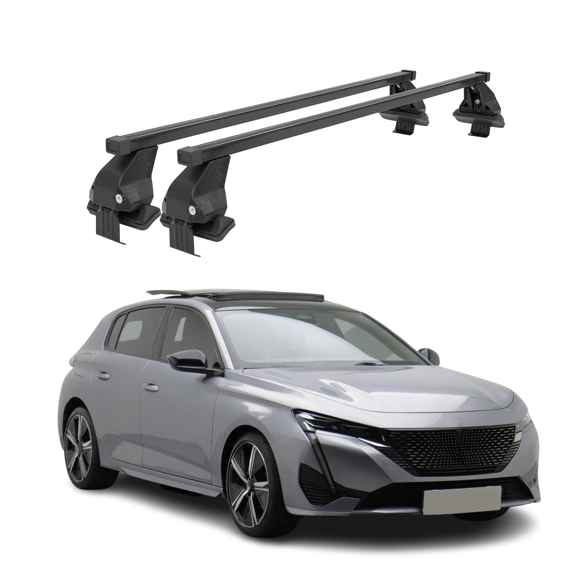 Menabo Dachträger Grundtäger für Peugeot 308 2021-2026 50kg Stahl Schwarz 2 tlg